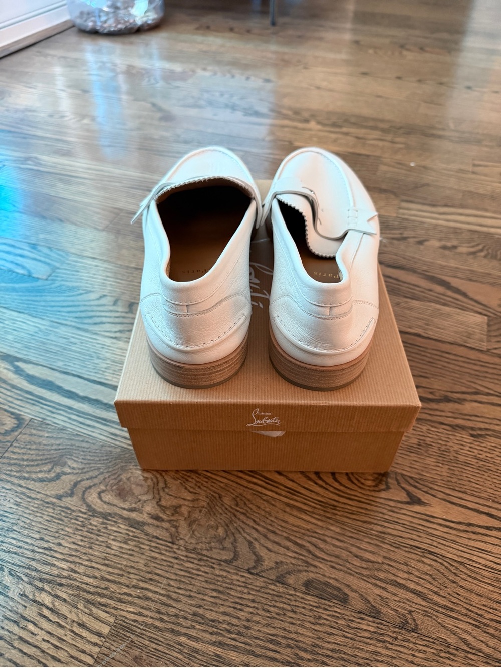 Christian Louboutin Cream Leather Penny Loafers